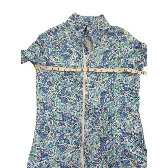 IBKUL Womens Full-Zip Jacket Top Blue Print Long Sleeve Size M - Picture 5 of 8